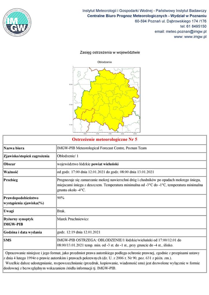 2020 01 12 ostrzezenie meteorologiczne