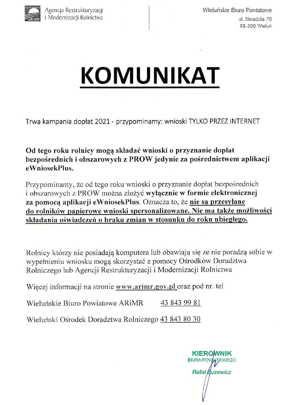 2021 04 20 Komunikat platnosci bezposrednie