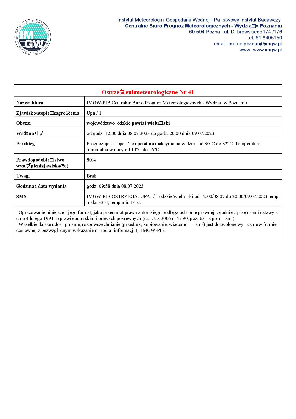 20230710 ostrzeżenie meteo