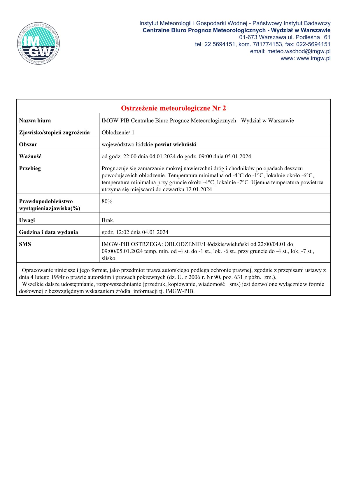 20240104 ostrzeżenie meteorologiczne