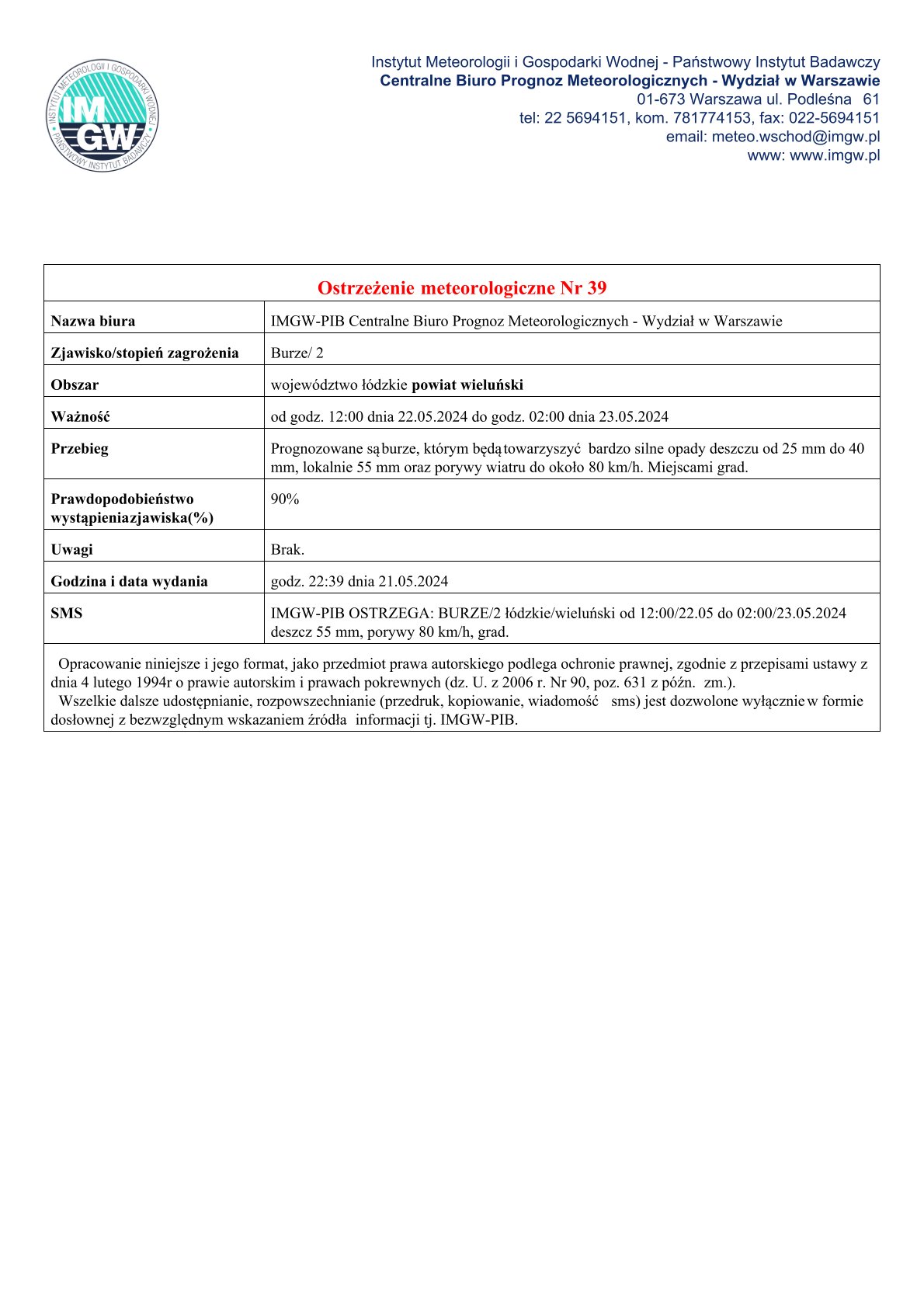 20240522 ostrzeżenie meteo