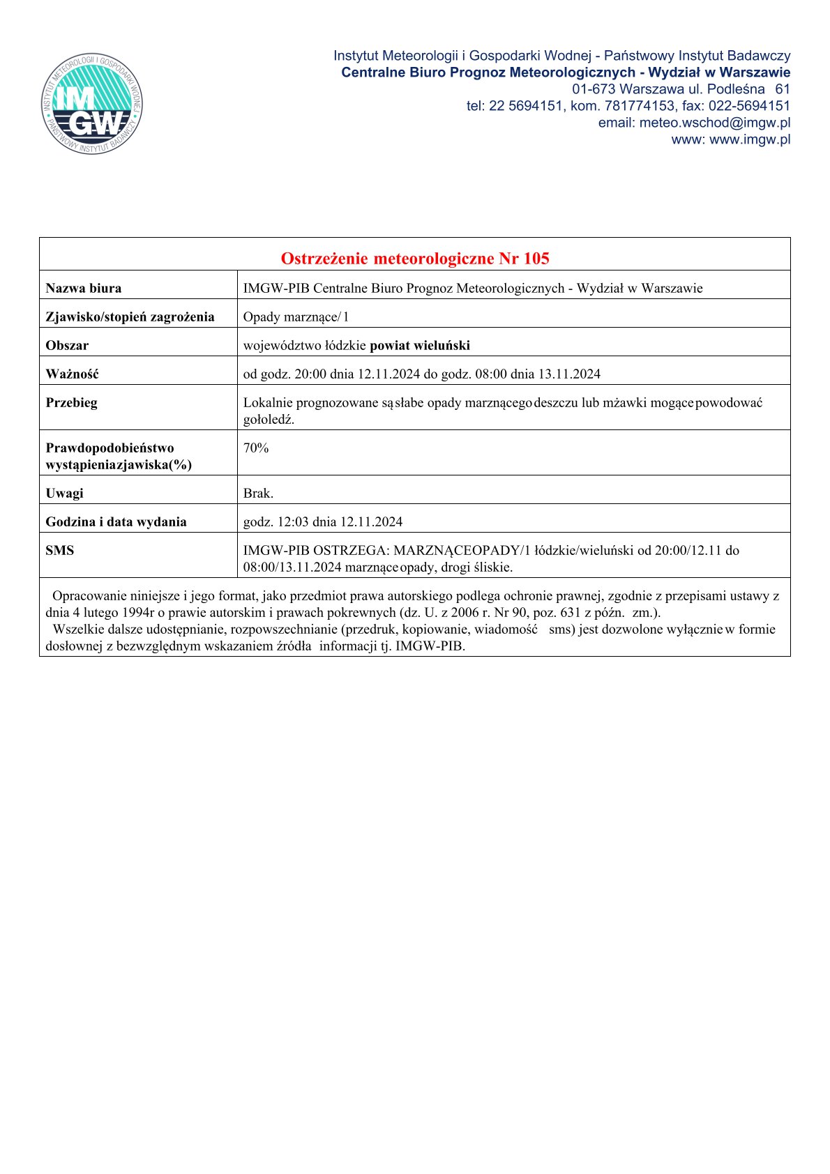 20241112 ostrzeżenie meteo 