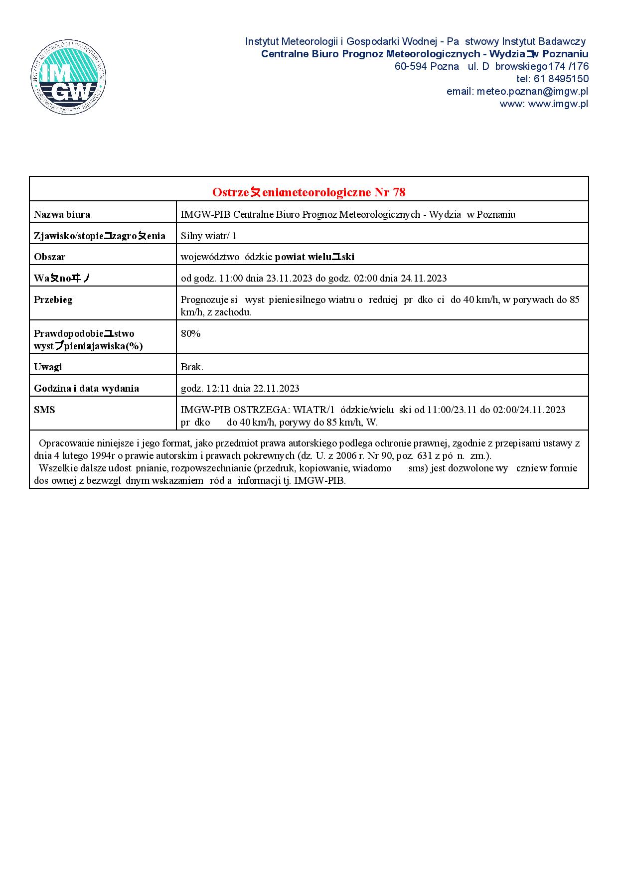 20231122 ostrzeżenie meteo wiatr page 001